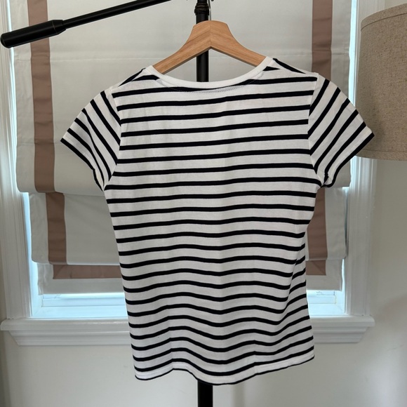 Polo Ralph Lauren Striped V-Neck T-Shirt - White & Navy - Picture 2 of 8